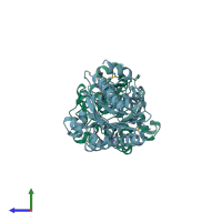 PDB entry 1tyy coloured by chain, side view.