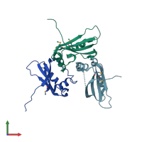 PDB entry 1tz0 coloured by chain, front view.