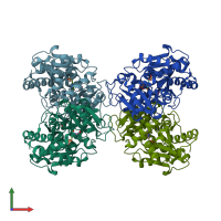PDB entry 1tz2 coloured by chain, front view.