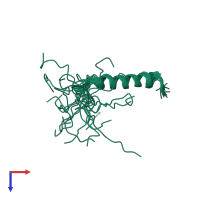 PDB entry 1tz4 coloured by chain, ensemble of 20 models, top view.