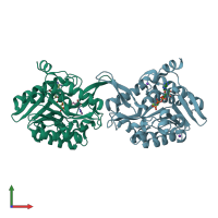 PDB entry 1tz6 coloured by chain, front view.
