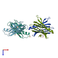 PDB entry 1tz8 coloured by chain, top view.