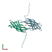 PDB entry 1tza coloured by chain, front view.