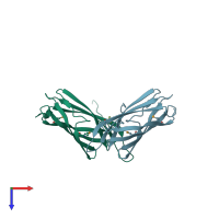 PDB entry 1tza coloured by chain, top view.