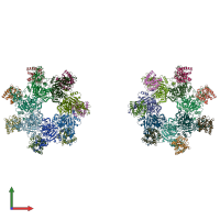 PDB entry 1tzn coloured by chain, front view.