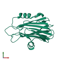 PDB entry 1tzq coloured by chain, front view.