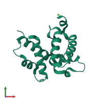 PDB entry 1tzw coloured by chain, front view.