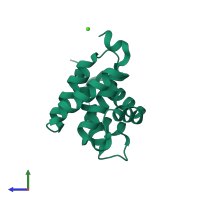 PDB entry 1tzw coloured by chain, side view.