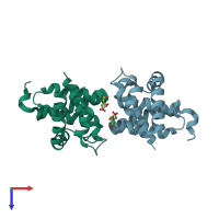 PDB entry 1tzx coloured by chain, top view.