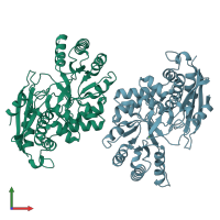 PDB entry 1tzz coloured by chain, front view.