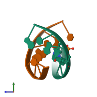 PDB entry 1u01 coloured by chain, side view.