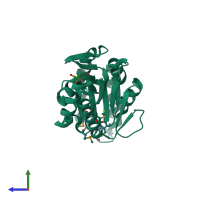 PDB entry 1u02 coloured by chain, side view.