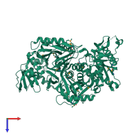 PDB entry 1u04 coloured by chain, top view.