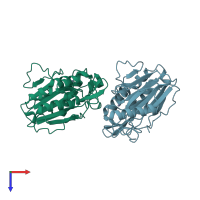 PDB entry 1u05 coloured by chain, top view.