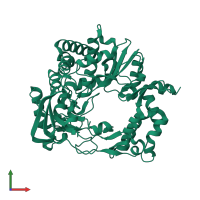 PDB entry 1u09 coloured by chain, front view.