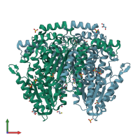 PDB entry 1u0e coloured by chain, front view.