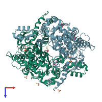 PDB entry 1u0e coloured by chain, top view.