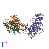 PDB entry 1u0h coloured by chain, top view.