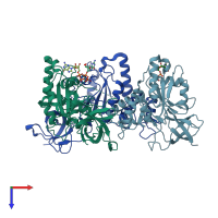 PDB entry 1u0l coloured by chain, top view.
