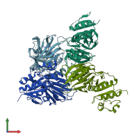 PDB entry 1u0r coloured by chain, front view.