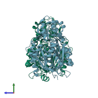 PDB entry 1u0v coloured by chain, side view.