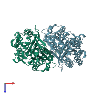 PDB entry 1u0v coloured by chain, top view.