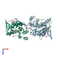 PDB entry 1u0z coloured by chain, top view.