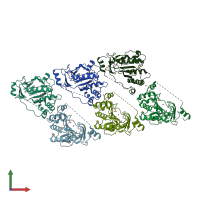 PDB entry 1u10 coloured by chain, front view.