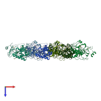 PDB entry 1u10 coloured by chain, top view.