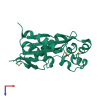 PDB entry 1u14 coloured by chain, top view.