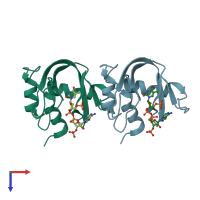 PDB entry 1u1b coloured by chain, top view.