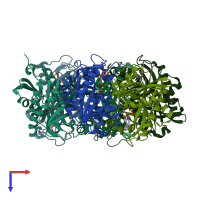 PDB entry 1u1e coloured by chain, top view.