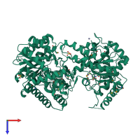 PDB entry 1u1h coloured by chain, top view.