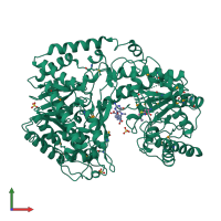 PDB entry 1u1j coloured by chain, front view.