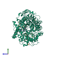 PDB entry 1u1j coloured by chain, side view.