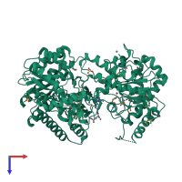 PDB entry 1u1j coloured by chain, top view.