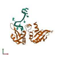 PDB entry 1u1m coloured by chain, front view.