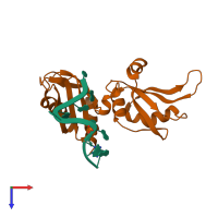 PDB entry 1u1n coloured by chain, top view.