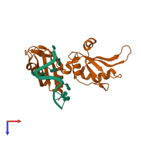 PDB entry 1u1o coloured by chain, top view.