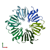 PDB entry 1u1s coloured by chain, front view.