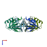 PDB entry 1u1s coloured by chain, top view.