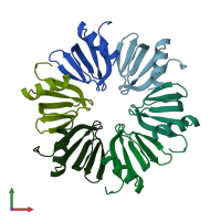 PDB entry 1u1t coloured by chain, front view.