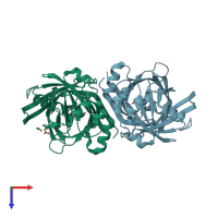 PDB entry 1u1w coloured by chain, top view.
