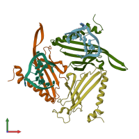 PDB entry 1u1y coloured by chain, front view.