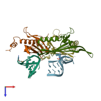 PDB entry 1u1y coloured by chain, top view.