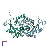PDB entry 1u20 coloured by chain, top view.