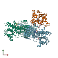 PDB entry 1u28 coloured by chain, front view.