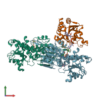 PDB entry 1u2g coloured by chain, front view.