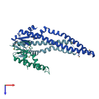 PDB entry 1u2m coloured by chain, top view.