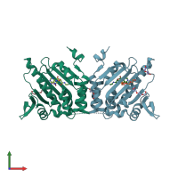 PDB entry 1u2o coloured by chain, front view.